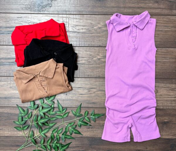 Jumper short cuello tipo polo liso - Image 2